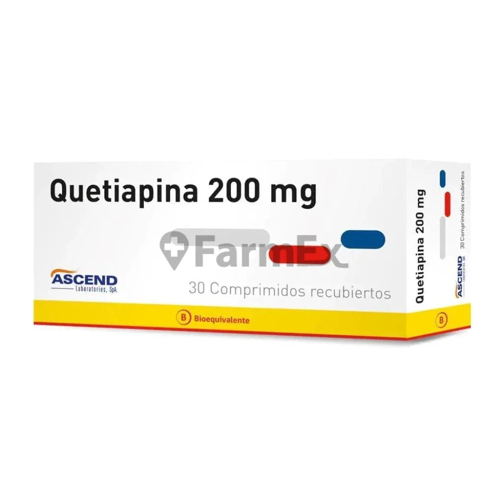 Quetiapina 200 mg x 30 comprimidos "Ley Cenabast" Ascend